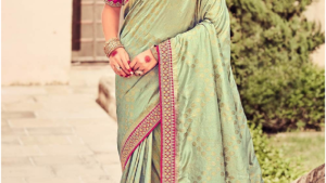 Luxurious Meets Type: Pista Color Saree, Light-weight Gold Jewelry & Formal Pants for Males